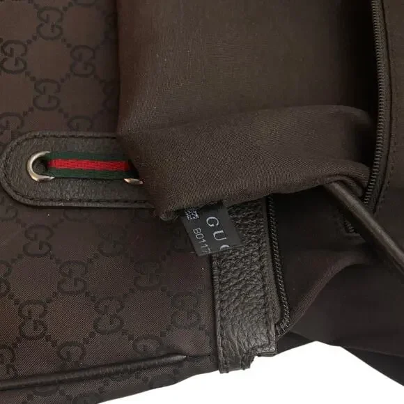 GUCCI Princy Sherry Line GG Canvas Brown Leather Trim Handbag, Dust Bag EUC - Picture 12 of 14